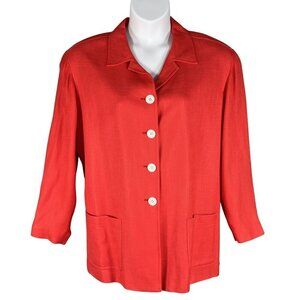 Susan Bristol NWT Womens 16W Red Button Down Blazer Jacket Pockets Career Office